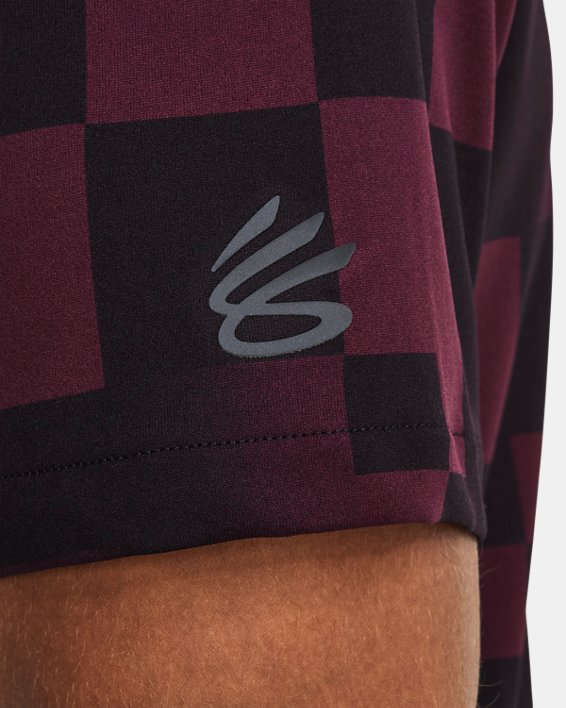 Men's Curry Printed Polo in Maroon image number 3